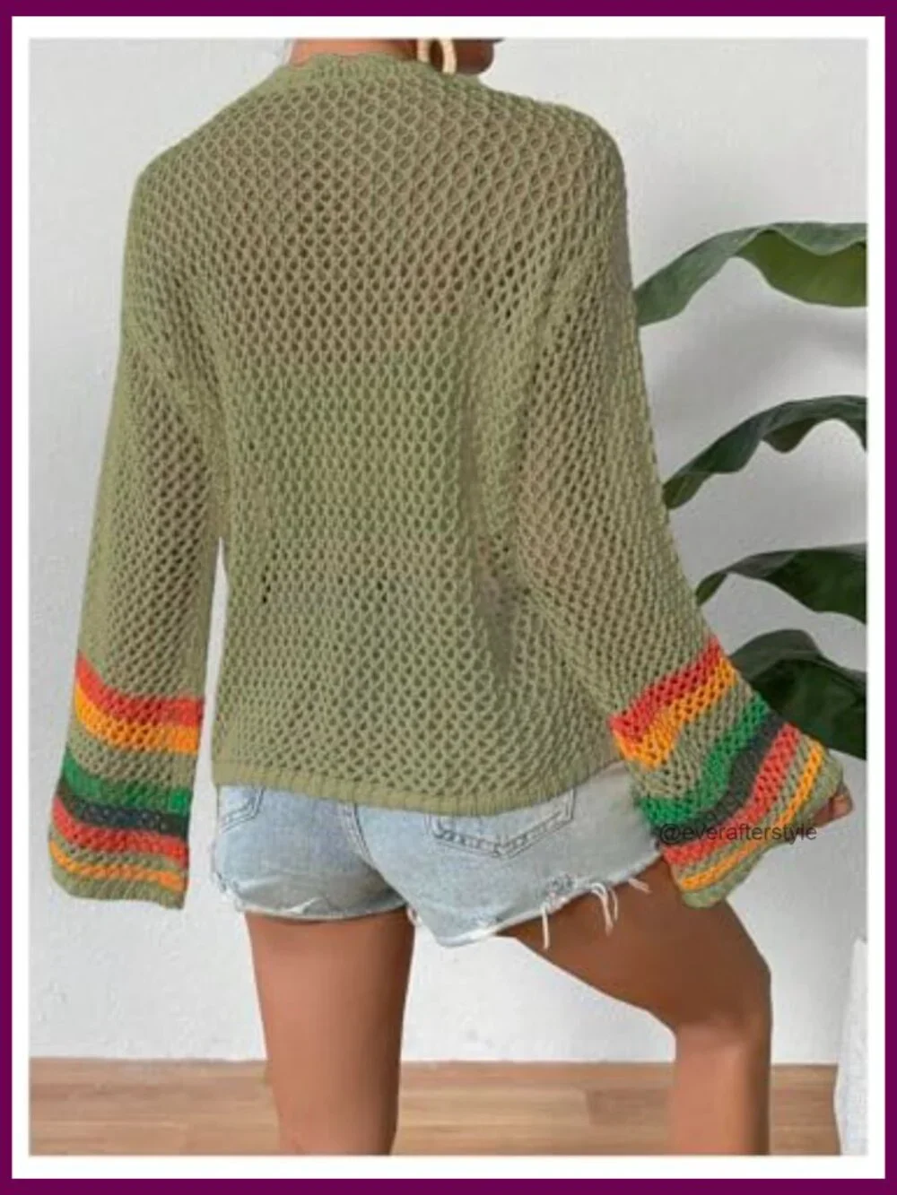 Floral Crochet Open Front Cardigan Hollow Out Long Sleeve Lightweight Sweater - Picture 2 of 6